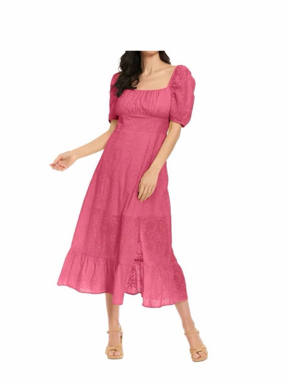 London Times Embroidered Empire Waist Midi Dress Women's 12 NWT